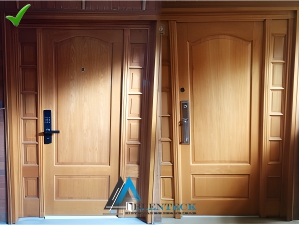 puertas de seguridad de entrada de apartamento triplex flormorado y puertas de seguridad con cerradura digital tono amarillo